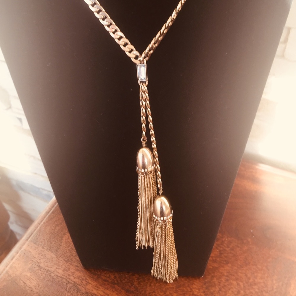 Jessica Simpson Gold Chain Tassel Necklace
